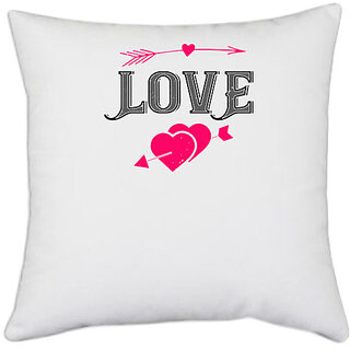                      UDNAG White Polyester 'Love | love copy 2' Pillow Cover [16 Inch X 16 Inch]                                              