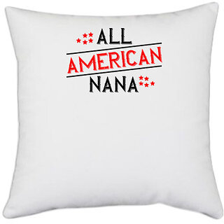                       UDNAG White Polyester 'Nana | 02 ALL american nana' Pillow Cover [16 Inch X 16 Inch]                                              