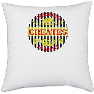                       UDNAG White Polyester 'Thanks Giving | Thanksgiving creates abundance' Pillow Cover [16 Inch X 16 Inch]                                              