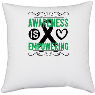                       UDNAG White Polyester 'Awareness | Awareness is empowering' Pillow Cover [16 Inch X 16 Inch]                                              