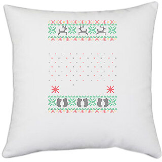                       UDNAG White Polyester '| Template 34' Pillow Cover [16 Inch X 16 Inch]                                              