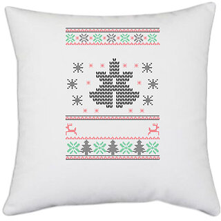                       UDNAG White Polyester '| Template 13' Pillow Cover [16 Inch X 16 Inch]                                              