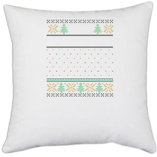                       UDNAG White Polyester '| Template 4' Pillow Cover [16 Inch X 16 Inch]                                              