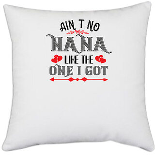                       UDNAG White Polyester 'Grand father | AINT NO NANA' Pillow Cover [16 Inch X 16 Inch]                                              