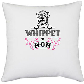                       UDNAG White Polyester 'Mother | whippet mom' Pillow Cover [16 Inch X 16 Inch]                                              