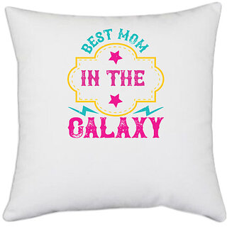                       UDNAG White Polyester 'Mother | best mom in the galaxy' Pillow Cover [16 Inch X 16 Inch]                                              