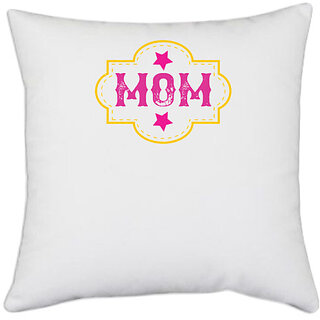                       UDNAG White Polyester 'Mother | mom copy' Pillow Cover [16 Inch X 16 Inch]                                              