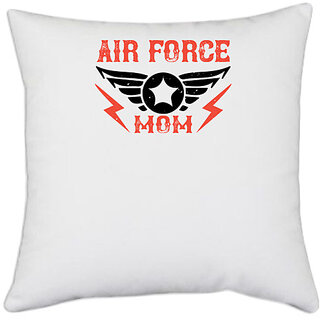                       UDNAG White Polyester 'Mother | air force mom' Pillow Cover [16 Inch X 16 Inch]                                              