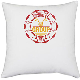                       UDNAG White Polyester 'Motorcycle | motorcycle group riding' Pillow Cover [16 Inch X 16 Inch]                                              