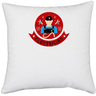                       UDNAG White Polyester 'Electrical Engineer | Electrician 1' Pillow Cover [16 Inch X 16 Inch]                                              