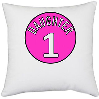                       UDNAG White Polyester 'Daughter | Daughter 1' Pillow Cover [16 Inch X 16 Inch]                                              