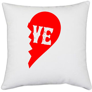                       UDNAG White Polyester 'Couple | love 2' Pillow Cover [16 Inch X 16 Inch]                                              