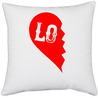                       UDNAG White Polyester 'Couple | love,' Pillow Cover [16 Inch X 16 Inch]                                              
