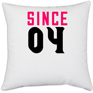                       UDNAG White Polyester 'Couple | since 04' Pillow Cover [16 Inch X 16 Inch]                                              