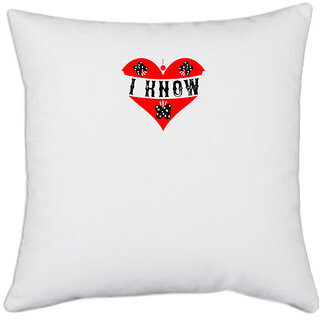                       UDNAG White Polyester 'Couple | Mrs. i know' Pillow Cover [16 Inch X 16 Inch]                                              