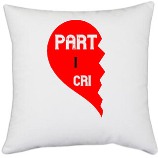                       UDNAG White Polyester 'Couple | partner in crime,' Pillow Cover [16 Inch X 16 Inch]                                              
