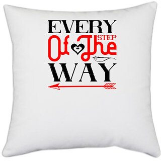                       UDNAG White Polyester 'Couple | every step of the way' Pillow Cover [16 Inch X 16 Inch]                                              