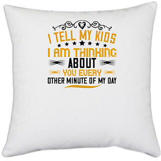                       UDNAG White Polyester 'Mother | I tell my kids' Pillow Cover [16 Inch X 16 Inch]                                              