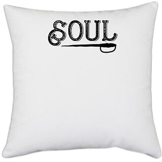                       UDNAG White Polyester 'Soul | soul' Pillow Cover [16 Inch X 16 Inch]                                              