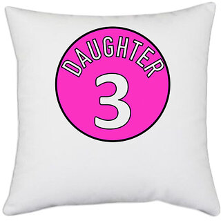                       UDNAG White Polyester 'Daughter | Daughter 3' Pillow Cover [16 Inch X 16 Inch]                                              