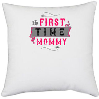 UDNAG White Polyester 'Couple | first time mommy' Pillow Cover [16 Inch X 16 Inch]