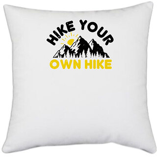                       UDNAG White Polyester 'Adventure | Hike Your Own Hike 01' Pillow Cover [16 Inch X 16 Inch]                                              