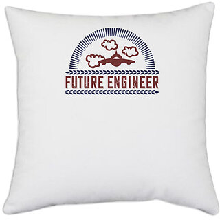                       UDNAG White Polyester 'Engineer | future engineer' Pillow Cover [16 Inch X 16 Inch]                                              