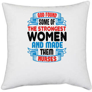                       UDNAG White Polyester 'Mother | found the strongest' Pillow Cover [16 Inch X 16 Inch]                                              