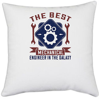                       UDNAG White Polyester 'Mechanical Engineer | the best mechanical engineer in the glaxy' Pillow Cover [16 Inch X 16 Inch]                                              