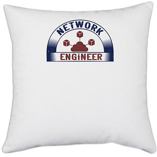                       UDNAG White Polyester 'Engineer | network engineer' Pillow Cover [16 Inch X 16 Inch]                                              