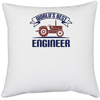                       UDNAG White Polyester 'Engineer | world's best engineer' Pillow Cover [16 Inch X 16 Inch]                                              