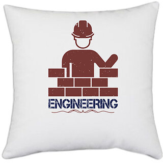                       UDNAG White Polyester 'Engineer | engineering' Pillow Cover [16 Inch X 16 Inch]                                              
