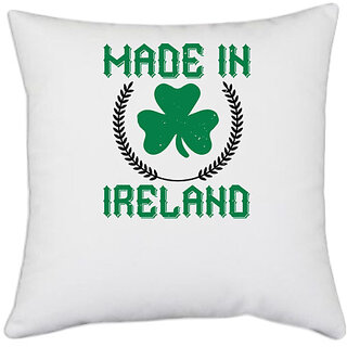                      UDNAG White Polyester 'Ireland | Made in ireland' Pillow Cover [16 Inch X 16 Inch]                                              
