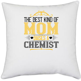                       UDNAG White Polyester 'Mother | the best kind of mom' Pillow Cover [16 Inch X 16 Inch]                                              