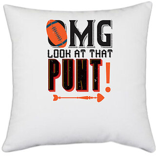                       UDNAG White Polyester 'Basketball | Omg look at that punt' Pillow Cover [16 Inch X 16 Inch]                                              