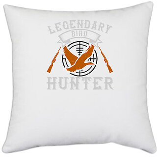                       UDNAG White Polyester 'Hunter | Legendary bird hunter 2' Pillow Cover [16 Inch X 16 Inch]                                              