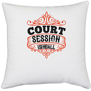                       UDNAG White Polyester 'Basketball | Court is in ball session' Pillow Cover [16 Inch X 16 Inch]                                              