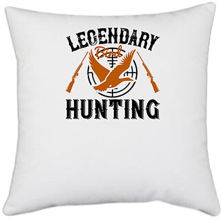                       UDNAG White Polyester 'Hunting | Legentary bird hunting' Pillow Cover [16 Inch X 16 Inch]                                              