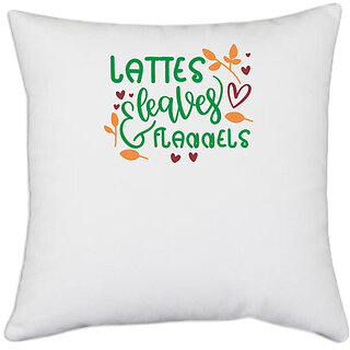                       UDNAG White Polyester 'Witch | LATTES, LEAVES & FLANNELS' Pillow Cover [16 Inch X 16 Inch]                                              