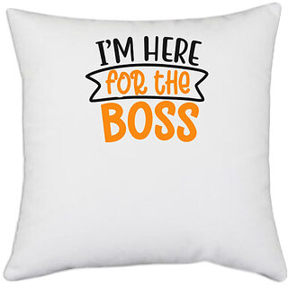                       UDNAG White Polyester 'Witch | i'm here' Pillow Cover [16 Inch X 16 Inch]                                              