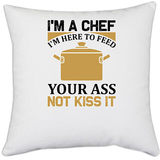                       UDNAG White Polyester 'Cooking | I'm a copy' Pillow Cover [16 Inch X 16 Inch]                                              