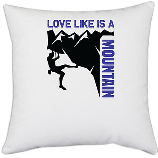                       UDNAG White Polyester 'Climbing | love like' Pillow Cover [16 Inch X 16 Inch]                                              