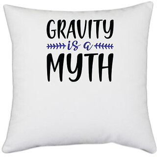                       UDNAG White Polyester 'Climbing | Gravity' Pillow Cover [16 Inch X 16 Inch]                                              