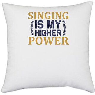                       UDNAG White Polyester 'Music | Singing is my' Pillow Cover [16 Inch X 16 Inch]                                              