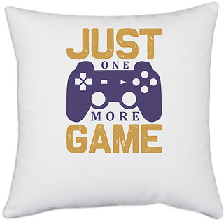                       UDNAG White Polyester 'Gaming | just one' Pillow Cover [16 Inch X 16 Inch]                                              