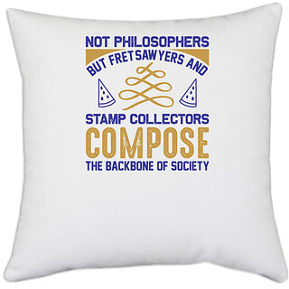                       UDNAG White Polyester 'Stamp collector | Not' Pillow Cover [16 Inch X 16 Inch]                                              