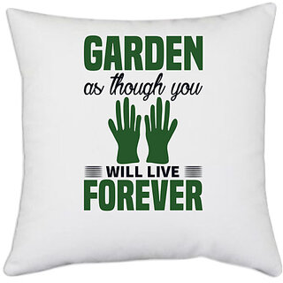                       UDNAG White Polyester 'Garden | Garder' Pillow Cover [16 Inch X 16 Inch]                                              