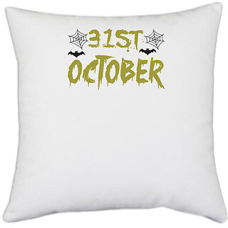                       UDNAG White Polyester 'Halloween | October 31st copy' Pillow Cover [16 Inch X 16 Inch]                                              