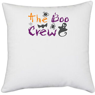                       UDNAG White Polyester 'Halloween | The Boo Crew copy 2' Pillow Cover [16 Inch X 16 Inch]                                              