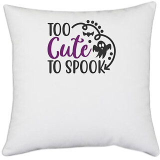                       UDNAG White Polyester 'witch | Too cute to spook' Pillow Cover [16 Inch X 16 Inch]                                              